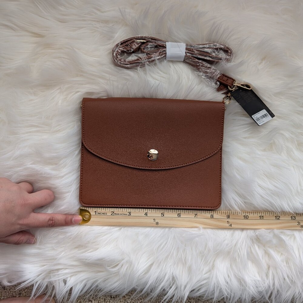 NWT Flat Tan Crossbody Bag
